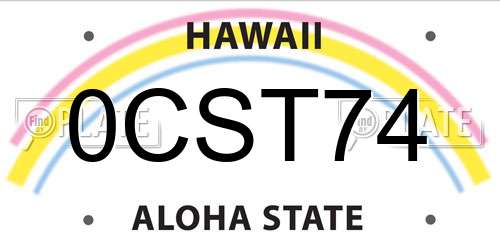 0CST74 Hawaii License Plate