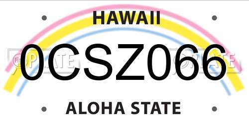 0CSZ066 Hawaii License Plate