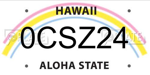 0CSZ24 Hawaii License Plate