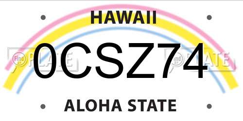 0CSZ74 Hawaii License Plate
