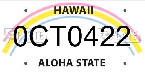 0CT0422 Hawaii License Plate