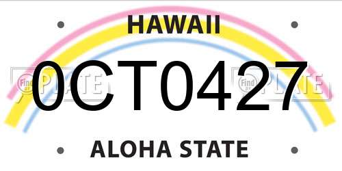 0CT0427 Hawaii License Plate