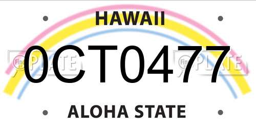 0CT0477 Hawaii License Plate