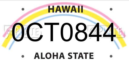 0CT0844 Hawaii License Plate