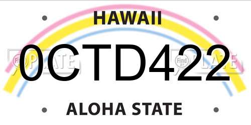0CTD422 Hawaii License Plate