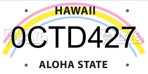 0CTD427 Hawaii License Plate