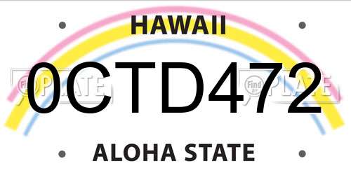 0CTD472 Hawaii License Plate