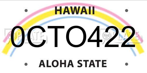 0CTO422 Hawaii License Plate