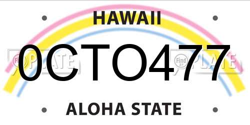 0CTO477 Hawaii License Plate