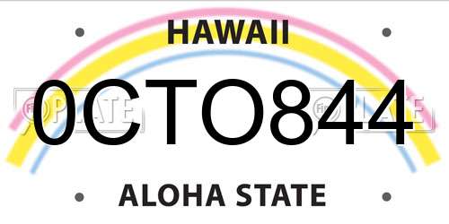 0CTO844 Hawaii License Plate