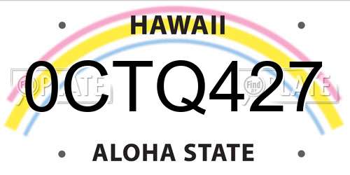 0CTQ427 Hawaii License Plate