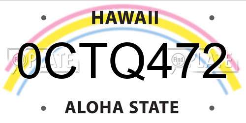 0CTQ472 Hawaii License Plate