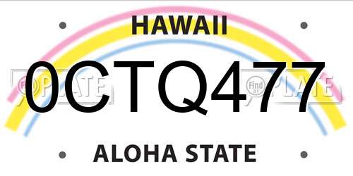 0CTQ477 Hawaii License Plate