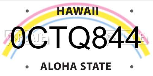 0CTQ844 Hawaii License Plate