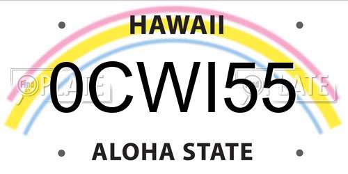 0CWI55 Hawaii License Plate