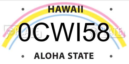 0CWI58 Hawaii License Plate