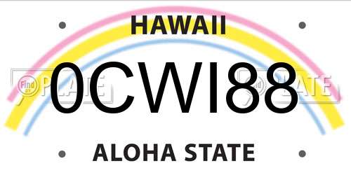 0CWI88 Hawaii License Plate