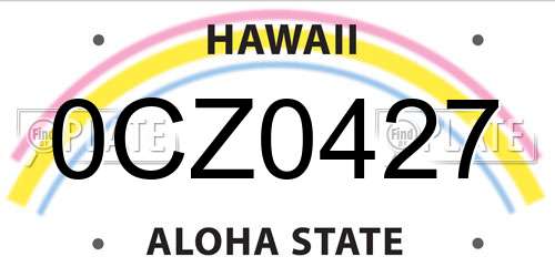 0CZ0427 Hawaii License Plate