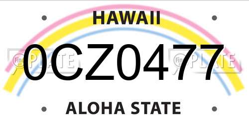 0CZ0477 Hawaii License Plate