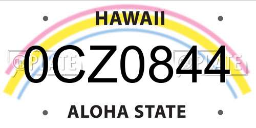0CZ0844 Hawaii License Plate