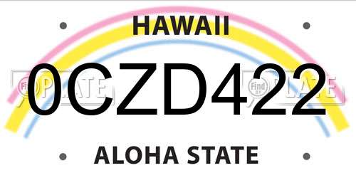 0CZD422 Hawaii License Plate