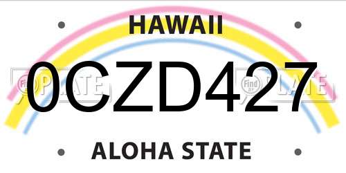 0CZD427 Hawaii License Plate