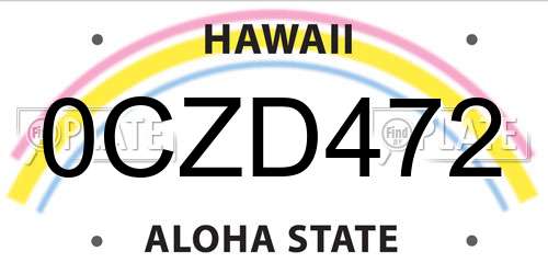 0CZD472 Hawaii License Plate
