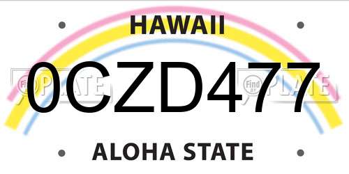 0CZD477 Hawaii License Plate
