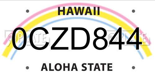 0CZD844 Hawaii License Plate