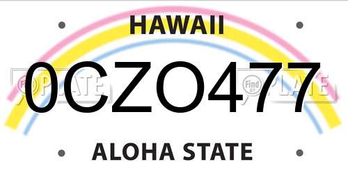 0CZO477 Hawaii License Plate