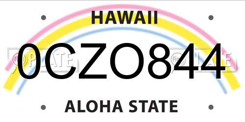 0CZO844 Hawaii License Plate