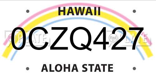 0CZQ427 Hawaii License Plate