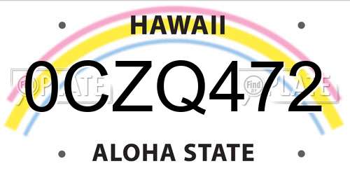 0CZQ472 Hawaii License Plate
