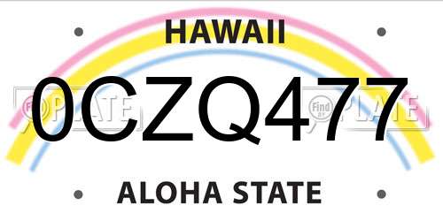 0CZQ477 Hawaii License Plate