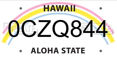 0CZQ844 Hawaii License Plate