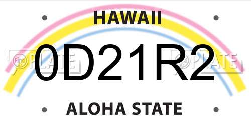 0D21R2 Hawaii License Plate
