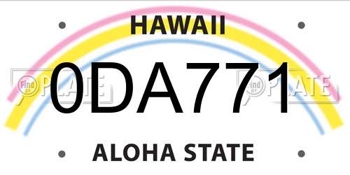 0DA771 Hawaii License Plate