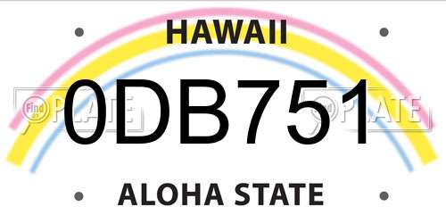 0DB751 Hawaii License Plate