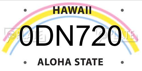 0DN720 Hawaii License Plate