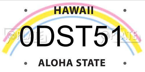 0DST51 Hawaii License Plate