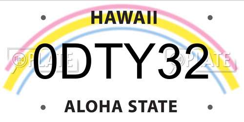 0DTY32 Hawaii License Plate