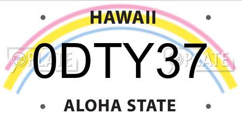 0DTY37 Hawaii License Plate