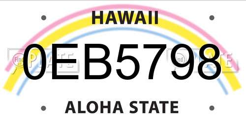 0EB5798 Hawaii License Plate