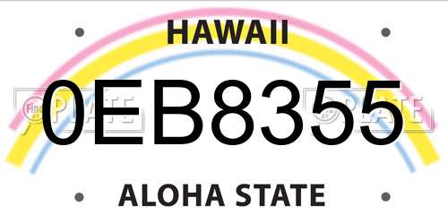 0EB8355 Hawaii License Plate