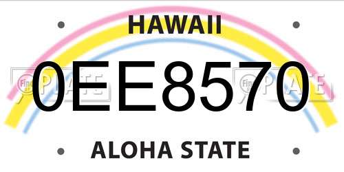 0EE8570 Hawaii License Plate