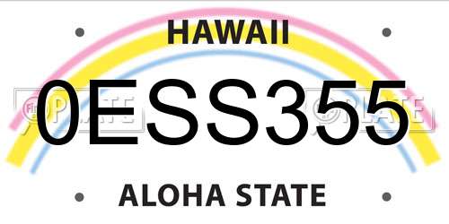 0ESS355 Hawaii License Plate