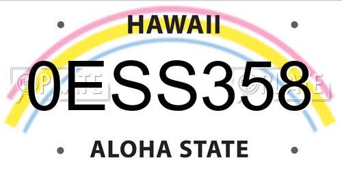 0ESS358 Hawaii License Plate
