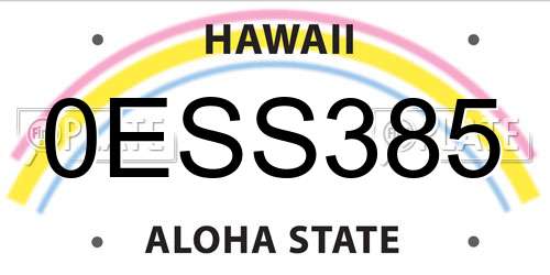 0ESS385 Hawaii License Plate