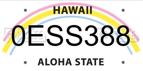0ESS388 Hawaii License Plate