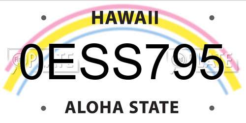0ESS795 Hawaii License Plate